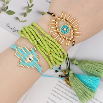 

Go2boho Bracelets Women Bracelet Jewelry Miyuki Hamsa Hand Turkish Evil Eye Pulseras Mujer Moda Beads Adjustable Tasseal Armband