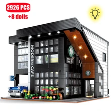 2926 pçs cidade moderna café arquitetura modelo de montagem blocos de construção kits café casa constructon tijolos brinquedos para crianças