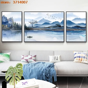 

canvas painting Living room decorative paintings by numbers sofa background wall modern minimalist new Chinese ink landscape