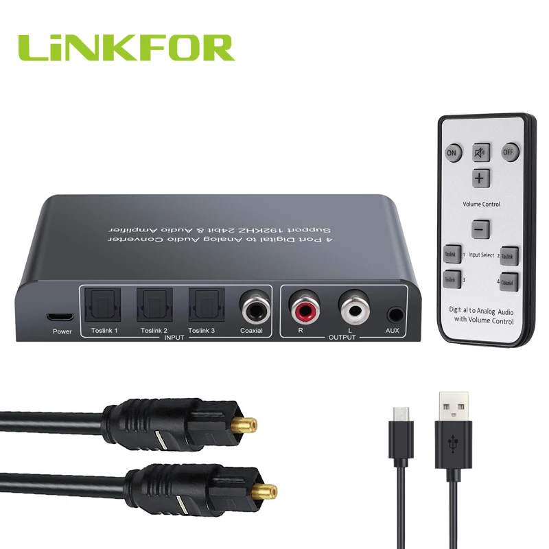 Linkfor 3 Optical Spdif Toslink 1 Coaxial Digital To Analog Audio