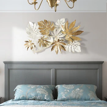

Ins simple Wrought Iron Wall Hanging Leaves Wall Decoration Crafts Home Sofa Background 3D Stereo Wall Sticker Mural Accessories
