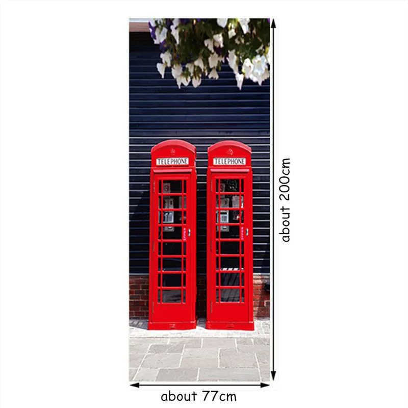 77*200 см, Лондонский стиль, 3d стикер на дверь, Биг Бен, телефонная будка, уличный вид, Настенная роспись, Ретро стиль, для дома, декоративные виниловые обои - Цвет: ZB27