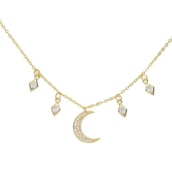 

Women Necklaces & Pendants charm delicate chain moon layer Necklace Tassel Charm star statement Necklace for Women 925 silver