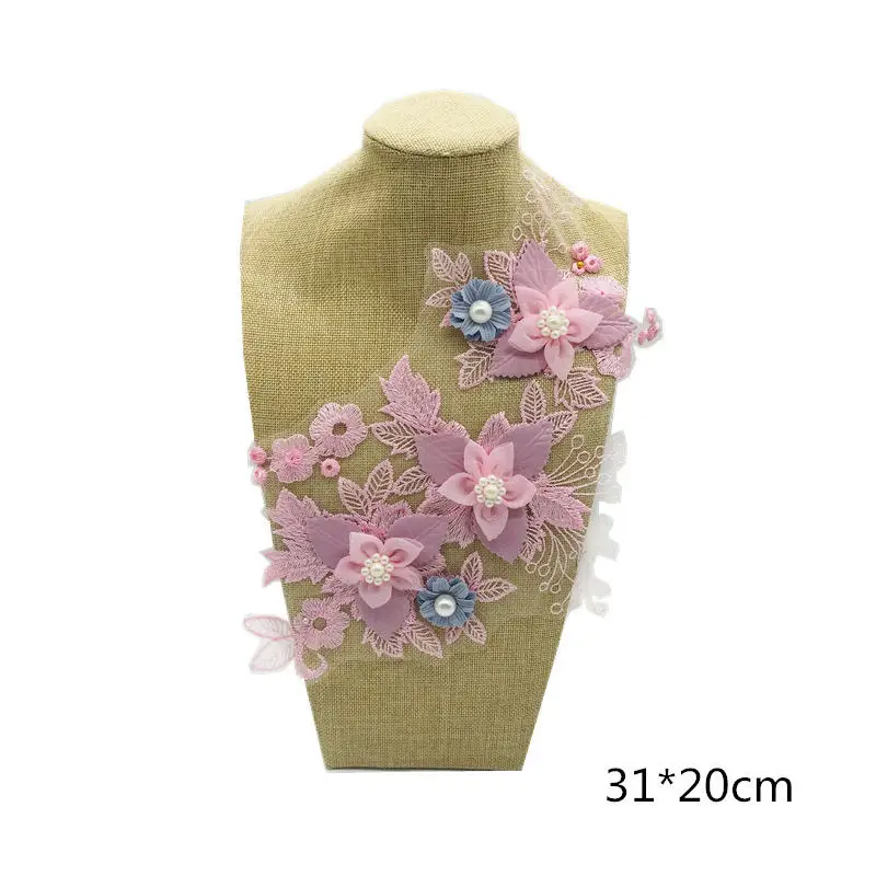 3D вышивка цветок нашивки Кружева Бисер одежда аппликация аксессуары женская блузка Qipao джинсовая сумка Детские украшения на платье - Цвет: 4