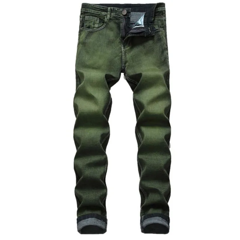  New Arrival Men Green Jeans Straight Pants Casual Denim Pants 2021 Brand Biker Jeans Big Size Male Jeans