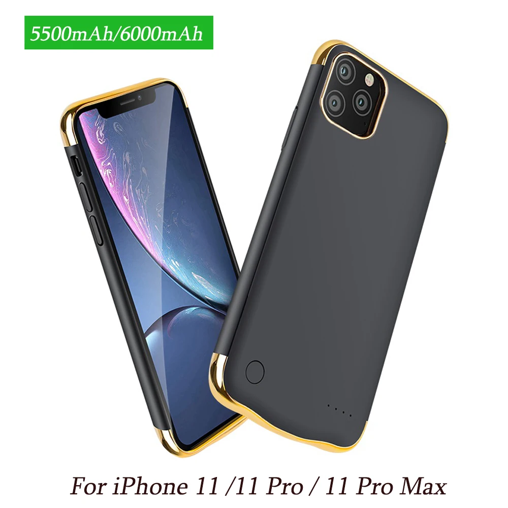 5500 мАч/6000 мАч Внешний Аккумулятор Чехол для iPhone 11 Pro Max зарядное устройство ультра-тонкий корпус задняя крышка для iPhone 11/11 Pro
