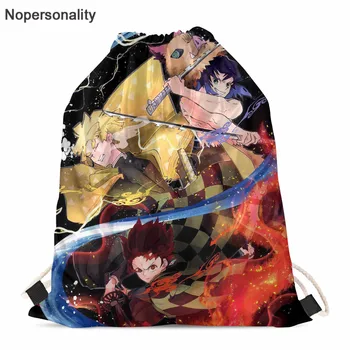 

Nopersonality Demon Slayer Kimetsu No Yaiba Drawstring Bags Casual Ladies String Backpacks Outdoor Fitness Bag for Youth Girls