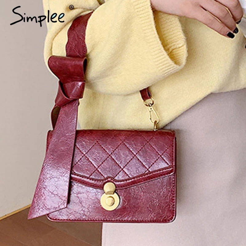 Simplee винтажная женская сумка на плечо роскошная клетчатая кожаная с карманом