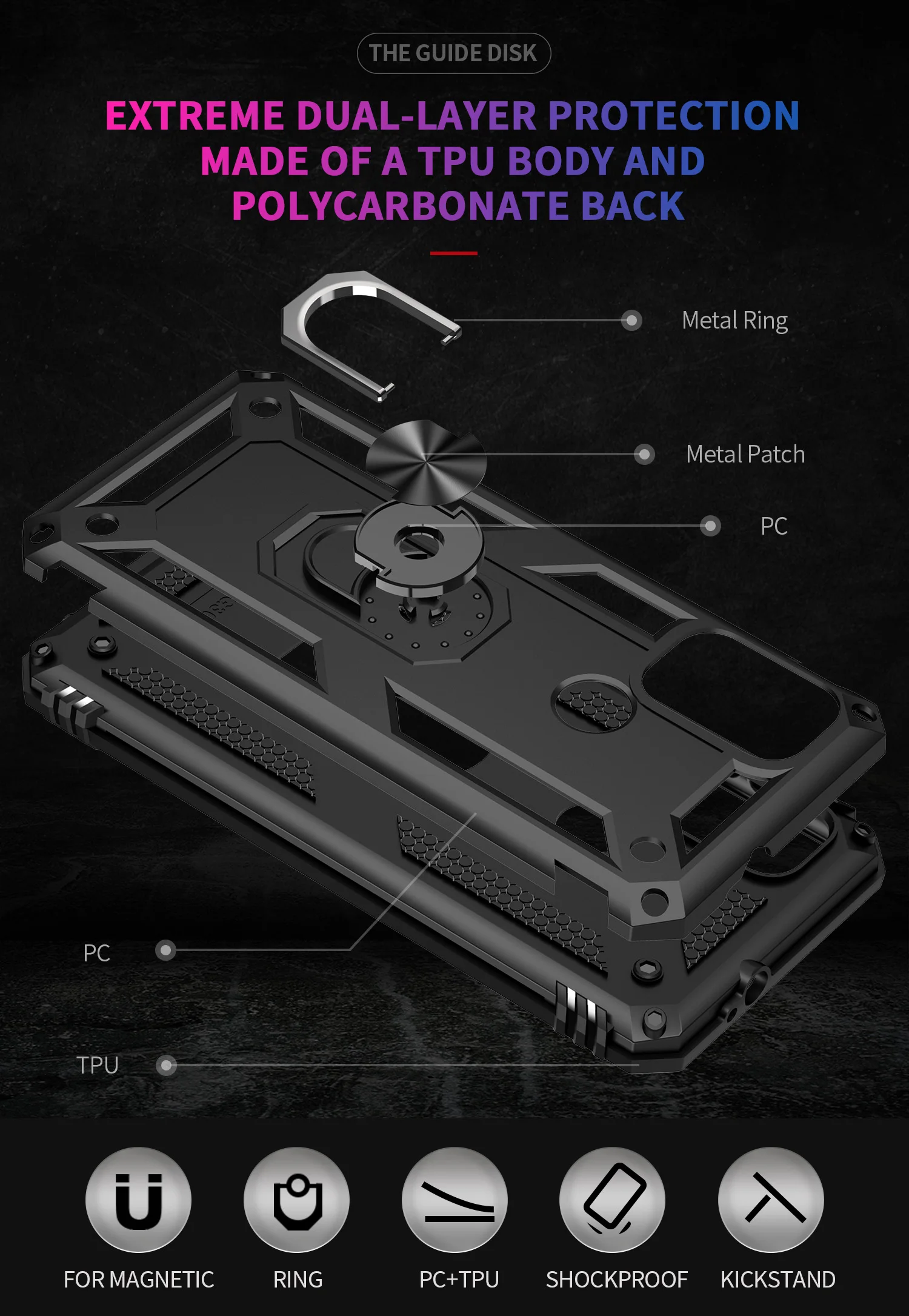 Magnetic Ring Armor Protective Case for Motorola Moto G-Series