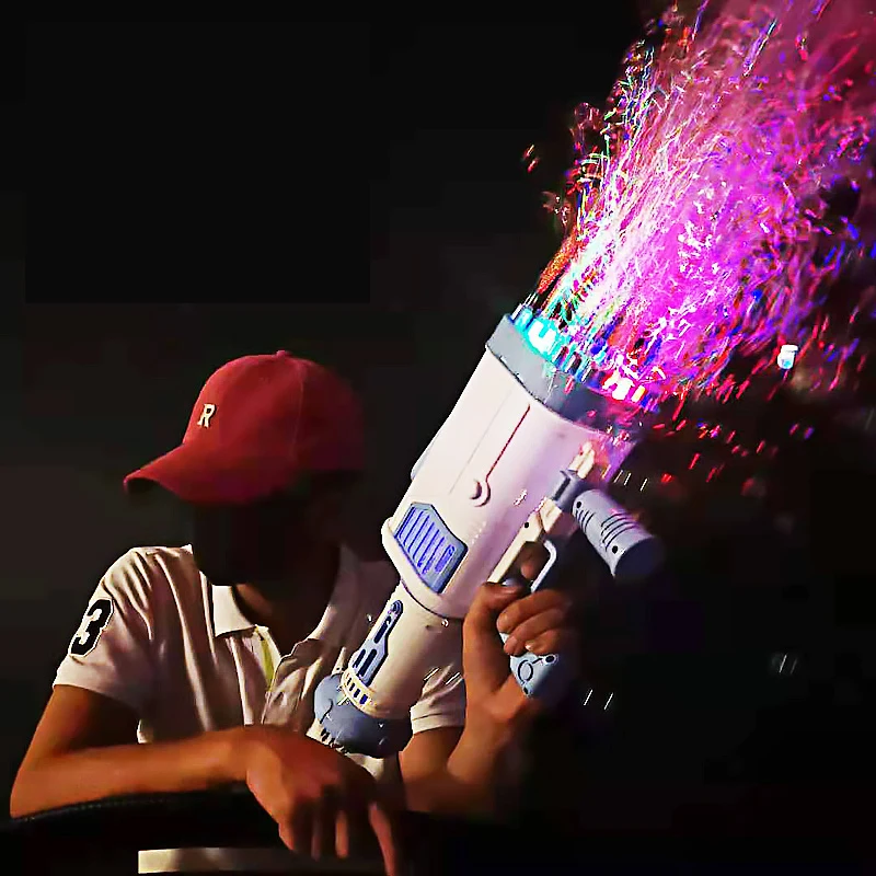 Hot Kids Gatling Bubble Gun Toy 64-Hole Charging Electric Automatic Bubble Machine Summer Outdoor Soap Water Children Toys 2