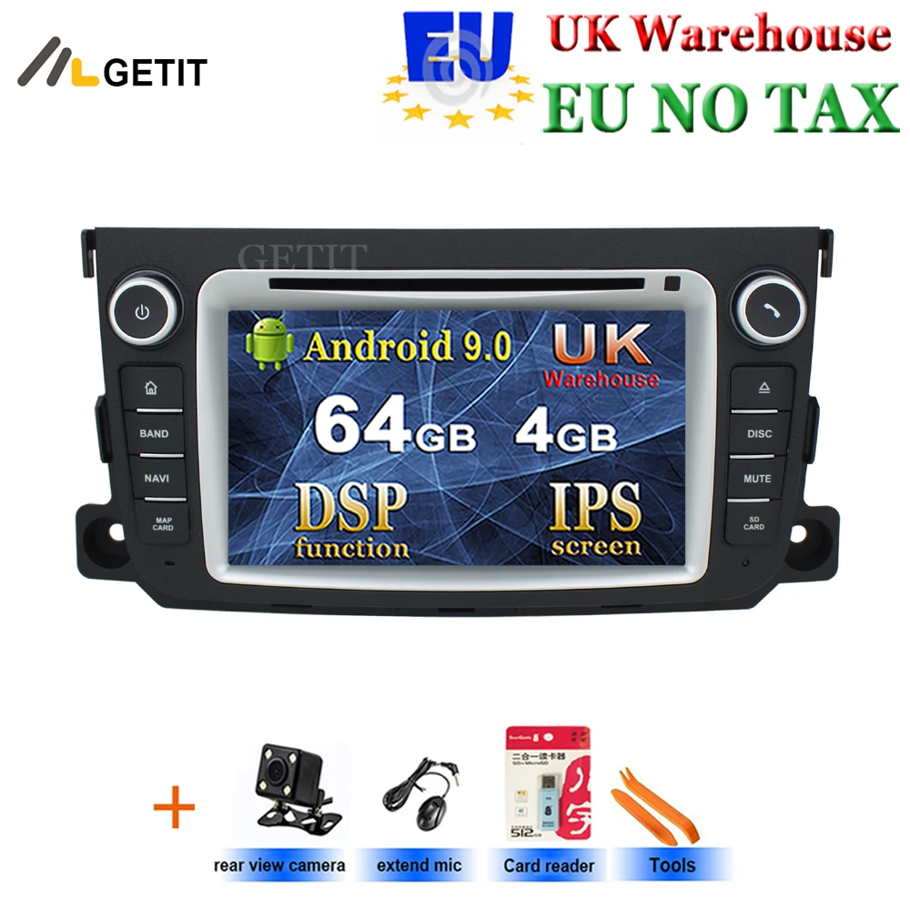 4 Гб + 32 ГБ Восьмиядерный Android 9 0 автомобильный dvd-плеер для Mercedes/Benz Smart Fortwo 2011-2014 с gps