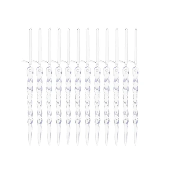 

12 Pcs Simulation Ice Christmas Tree Hanging Ornament Acrylic Icicle Prop for Winter Xmas Tree Party Decoration