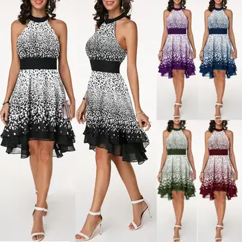 

Plus Size Elegant Women Fashion Summer Lady Sleeveless Band Waist Layered Chiffon Female Evening Party Casual Slim A-line Dress