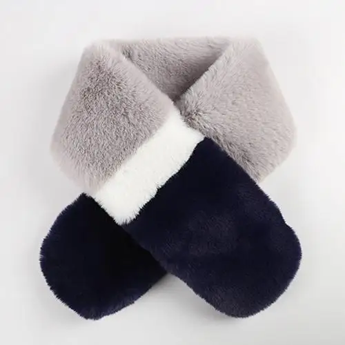 Grey Black Новинка, Модный зимний женский модный цветной лоскутный теплый шарф из искусственного меха, теплая накидка - Цвет: Grey Black