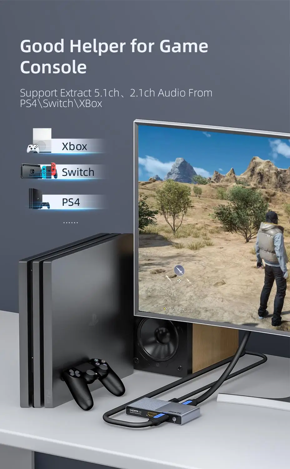 Unnlink HDMI аудио экстрактор конвертер сплиттер UHD4K@ 60 Гц HIFI5.1 SPDIF Toslink Оптический RCA для огня ТВ-палка Chromecast Roku