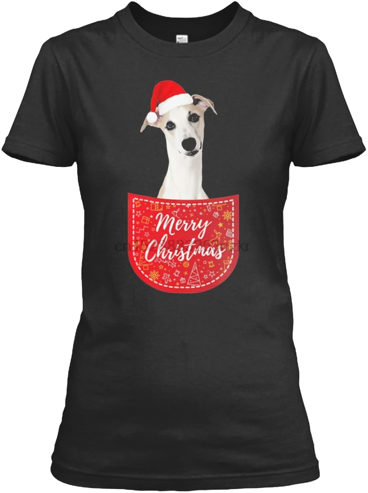 Мужская футболка Whippet Рождественская собака в кармане T-S женская футболка