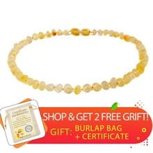 Необработанный янтарь ожерелье-прорезыватель для ребенка прорезыватель для прорезывания зубов облегчение Прибалтики Янтарный неполированная ручная работа, с янтарем бусины проверены Аутентичные ювелирные изделия