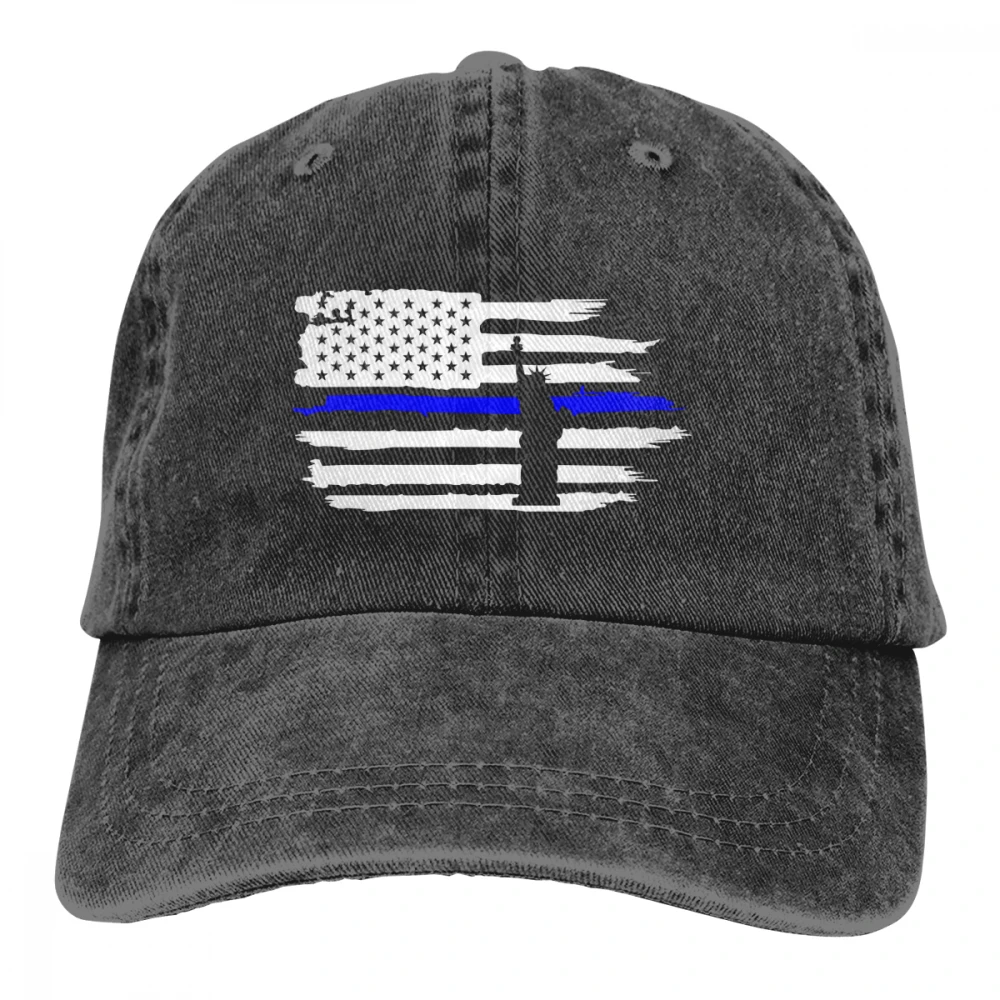 Статуя флаг свободы с тонкая Голубая линия Casquette черные мужские женские джинсовые бейсболка с ремешком кепки Регулируемый Гольф папа шляпа