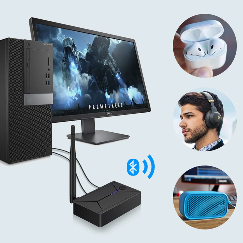 Bluetooth 5 0 Audio Transmitter Adapter For TV Wireless Headphone Speaker With Optical Coaxial AUX Interface Automatic Pairing
