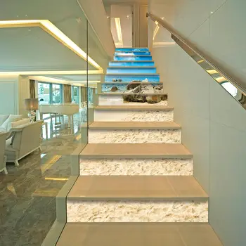

13pcs/Set DIY 3D Stairs Stickers Floor Step Staircase Sticker Poster PVC Waterproof Self Adhesive Stairway Stickers Wall Decals