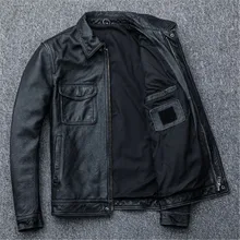 Осенне-весенняя Мужская брендовая винтажная кожаная куртка, мужские куртки из воловьей кожи красного, коричневого, черного цвета, мужские кожаные куртки