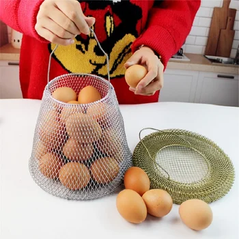 

Colander Mesh Basket Metal Portable Fruit Foldable Vegetable Onion and Potato Storage Grocery Bag Dispenser Portable Egg Box