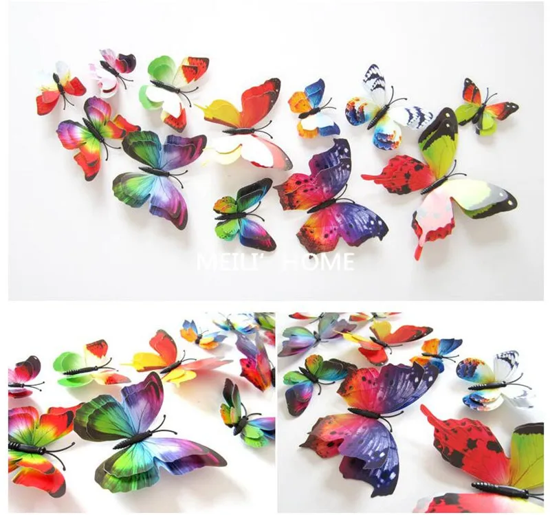 3D Наклейка на стену в виде бабочки домашний декор наклейка Настенная для