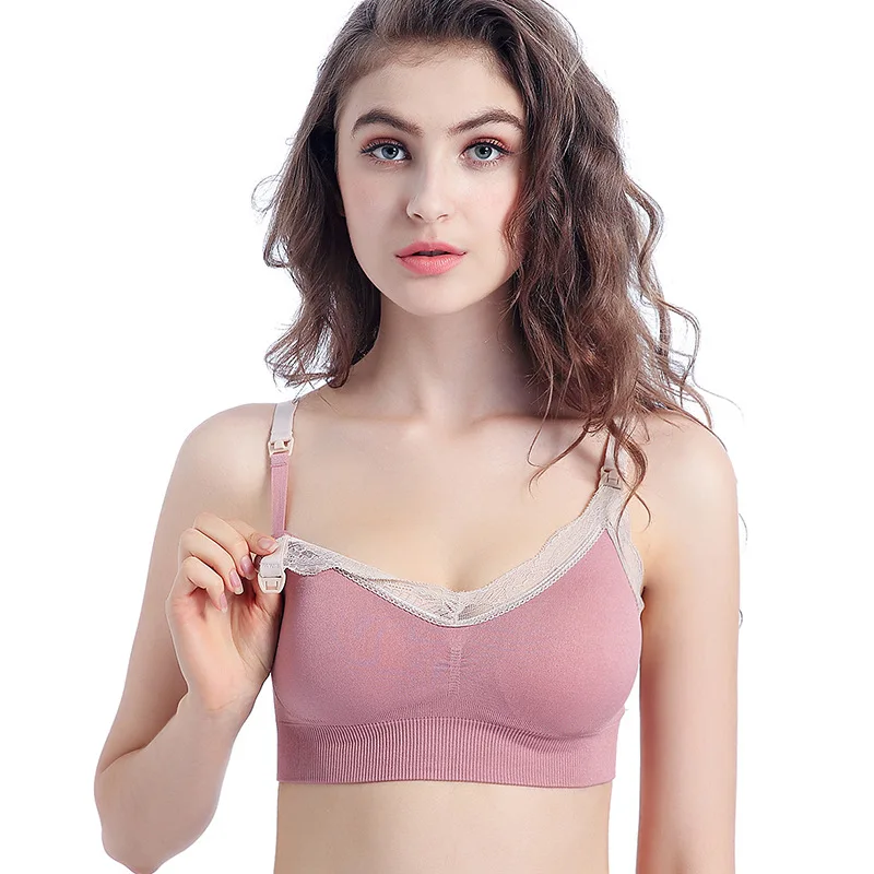 

Breastfeeding Maternity & Nursing Bras Cotton Women Lace Wire Free Breast Feeding Underwear Open Nursing Bra Pregnant Lingerie