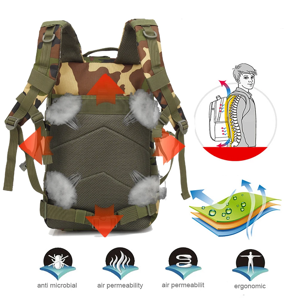 Большой емкости мужские армейские тактические рюкзаки Camo Военные штурмовые сумки для улицы 3P EDC Molle пакет для треккинга кемпинга охоты