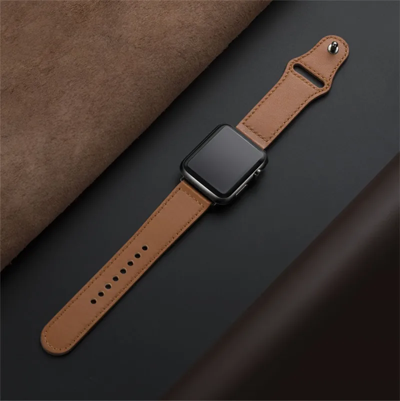 Brown Натуральная кожа петля ремешок для наручных часов Apple Watch, ремешок 42 мм 44 мм Apple Watch 4 5 38 мм 40 мм, для iWatch, версия 3, 2, 1 ремешок сменный Браслет - Цвет ремешка: Brown