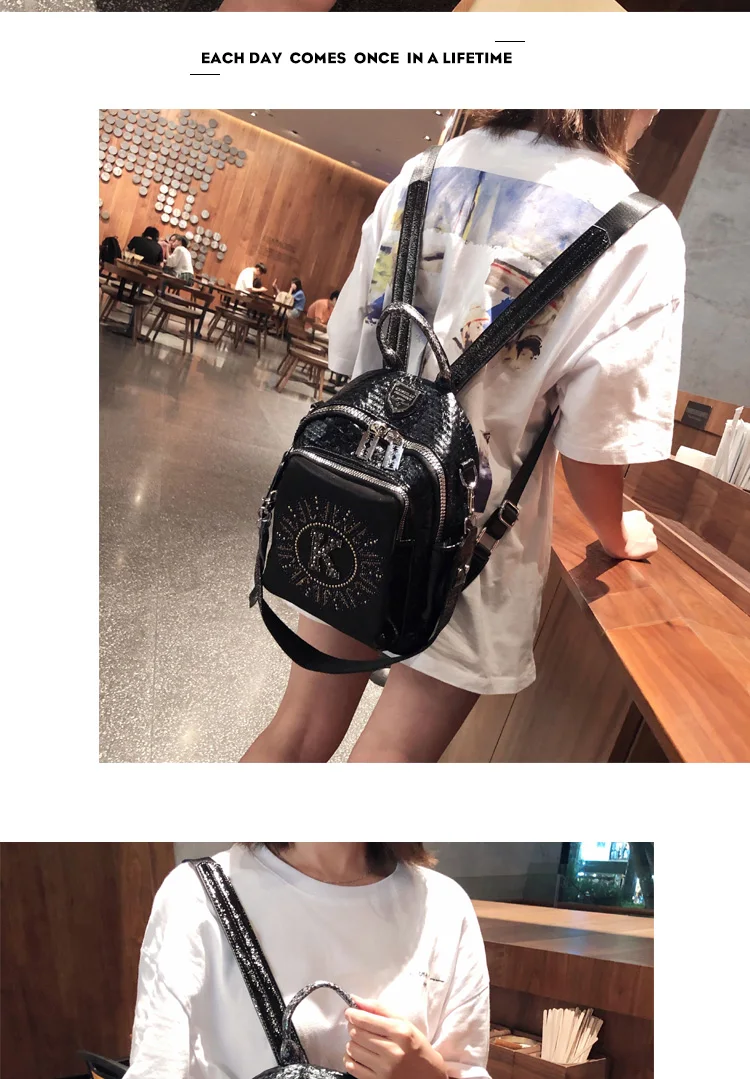 Модный популярный женский дизайнерский маленький рюкзак, черный кожаный мини-рюкзак с заклепками для женщин, дорожные школьные сумки для девочек