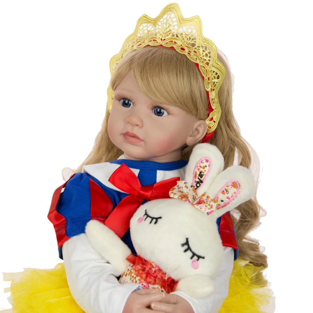 KEIUMI Reborn Girl Doll 2" 60 см силиконовый мягкий хлопковый корпус милые Reborn Princess Детские куклы длинные золотые завитки для детей Подарки