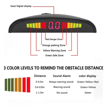 

Car Auto Led Parking Sensor Parktronic Display 4 Sensors Reverse Backup Assistance Detector Light Heart Monitor System