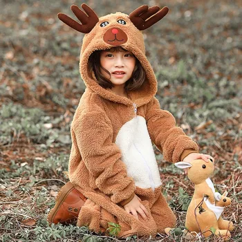 

Kid's Reindeer Jumpsuit Cosplay Costume Unisex Novelty Reindeer Outfit for Make Up Party Halloween Theme Party and For Homewear