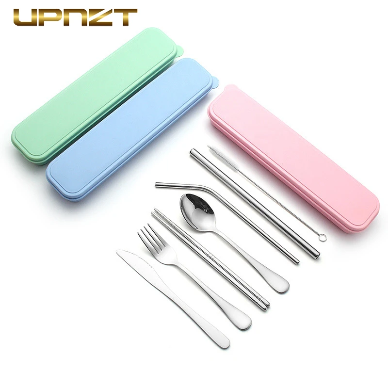 

Dinnerware Set Portable Travel Camping Cutlery Set Stainless Steel Knives Fork Scoop Chopsticks Straw Home Party Tableware Set