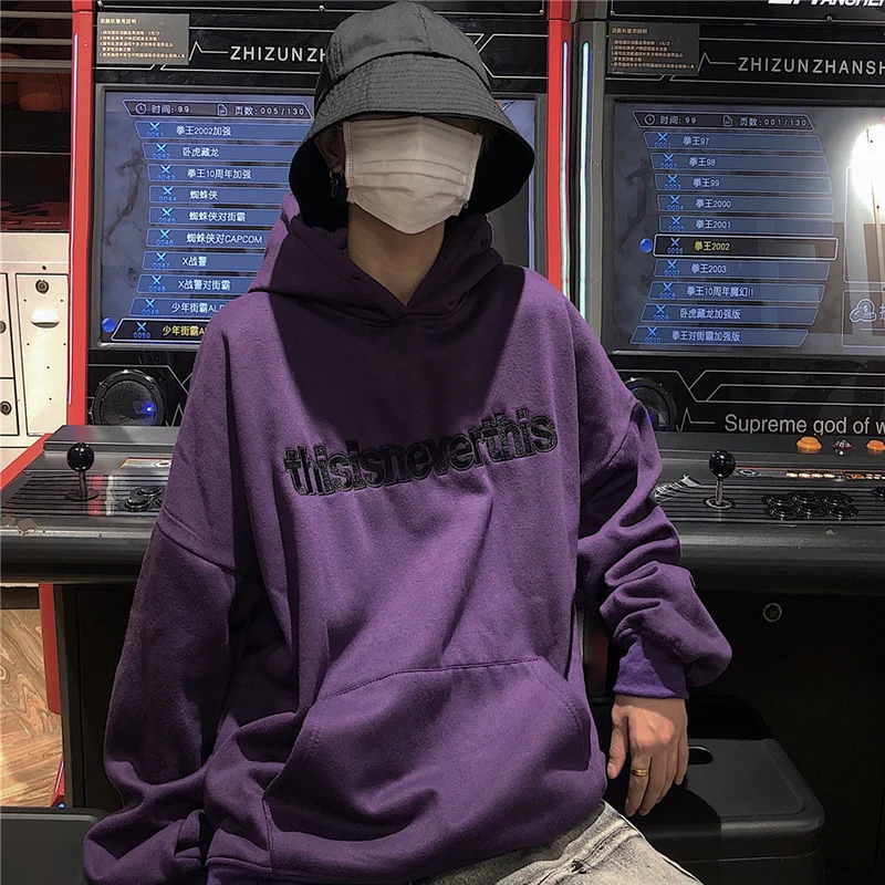 Woherb Harajuku Bf толстовки для женщин Письмо вышивка длинный рукав пуловер с капюшоном, толстовка Свободный Ретро кардиган-пончо 90678