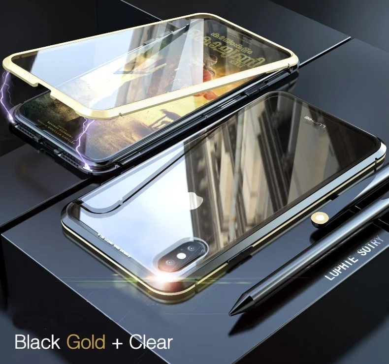 Tongdaytech роскошный Магнитный адсорбционный металлический чехол из закаленного стекла для Funda iPhone X 8 7 XS 11 Pro Max Ультратонкий чехол