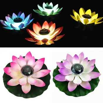 

Fake Lotus Flower Leaf LED Light Solar Powered Garden Pond Floating Floral Lamp Lotus Lamp navidad luces led decoracion garland