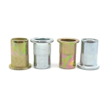 Rivet Nut Carbon steel Flat Head M3 M4 M5 M6 M8 M10 M12 Blind Insert Yellow / White Zinc plated