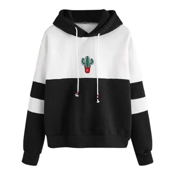 

Womens Long Sleeve Print Hoodie Sweatshirt Fashion Patchwork Hooded Pullover Tops x