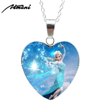 

Romantic Elegant Jewelry Sweet Princess Fairy Story Anime Movie Fashion Chains Glass Dome Heart Pendants Necklace