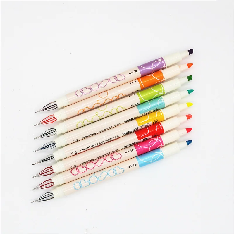 

8 Colors Gel Pen Double-headed Writing Gel Pen and Highlighter Combination School Office Note Marker Supplies