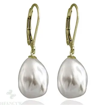 

Fashion 12-13mm White Baroque Pearl Earrings 18k Ear Stud Irregular Fashion Accessories Dangle AAA Aurora Luxury Women Cultured
