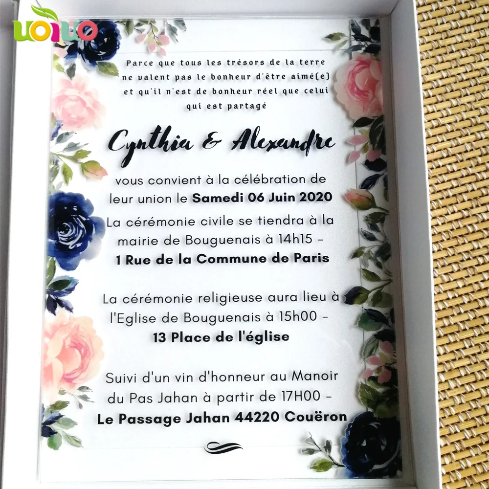  Acrylic wedding invitation custom wordings wedding invitation card with printed boxes - 4.00026E+12