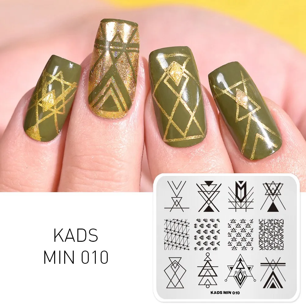 MIN 010 KADS пластины для стемпинга ногтей 33 дизайна, серия MIN, накладные изображения, шаблонные штампы, сделай сам, маникюрный штамп, трафарет для дизайна ногтей - Цвет: MIN 010