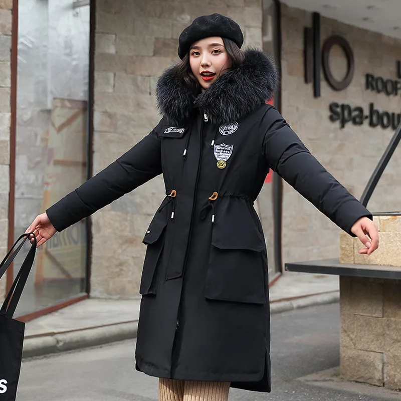 

Photo Shoot 19 Autumn And Winter New Style down Jacket Women's Korean-style Long Loose-Fit BF Waist Hugging Slimming Pike Fur Cl