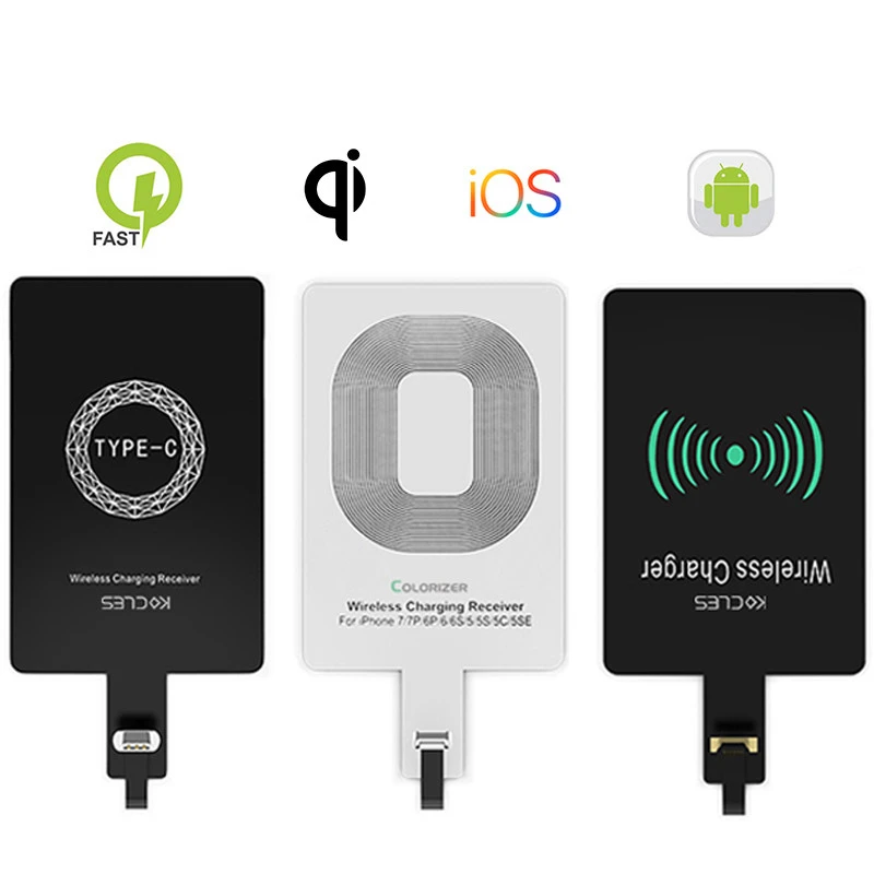 Qi Wireless Charging Receiver Micro USB Type C Universal Fast Wireless Charger Adapter For Samsung Huawei iPhone For Xiaomi ipad wireless charging