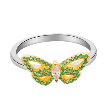 

SA SILVERAGE Original Fashion Jewelry 925 Female 2019 Green Butterfly Finger Ring Female Fashion 925 Sterling Silver Single Ring