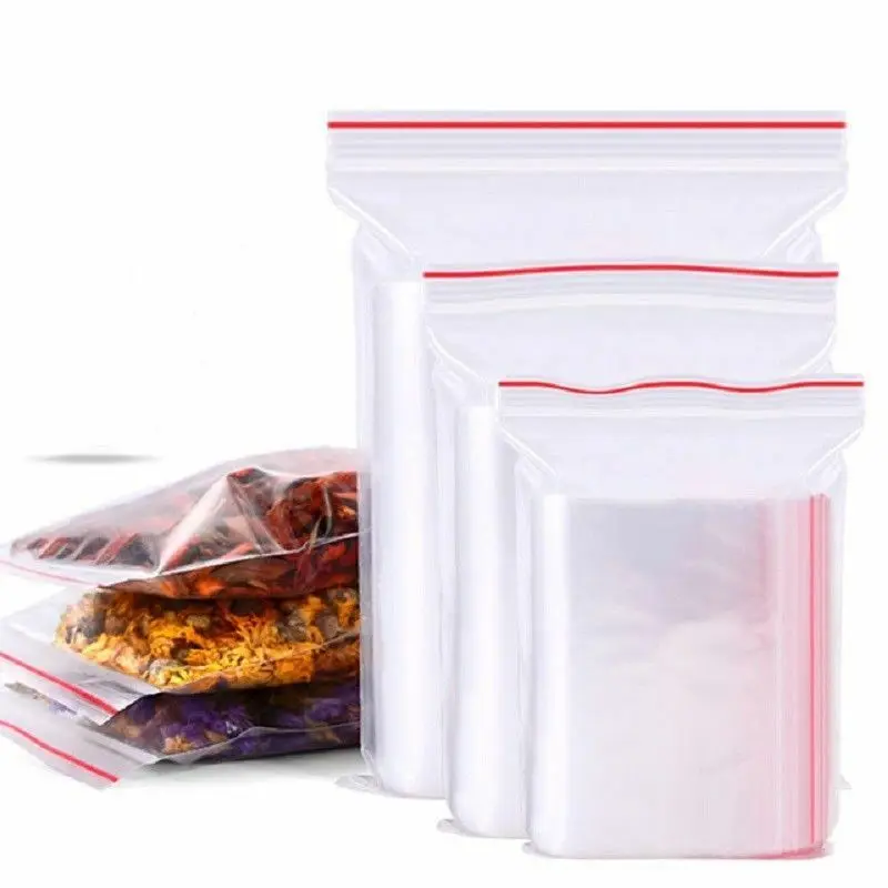 

PE 100Pcs/Set Resealable Zip Lock Clear Bags Self Seal Poly Ziplock Bag 4x6cm~12x17cm For packaging Storing jewelry small Goods