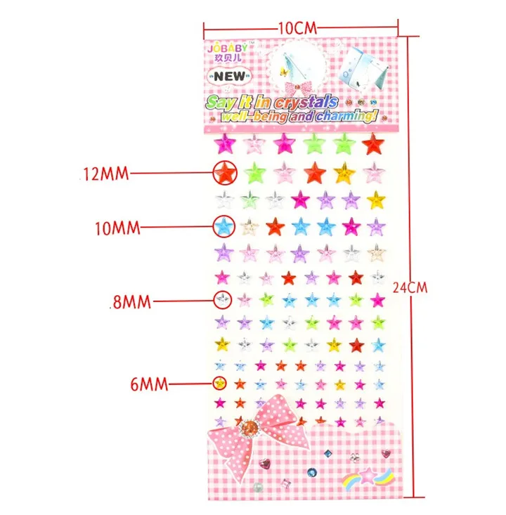 3  Square Round Five-pointed Rhinestones Stickers Acrylic Resin Drill  Crystal Diamond Stickers Diy Mobile Phone Shell Decor Sticker